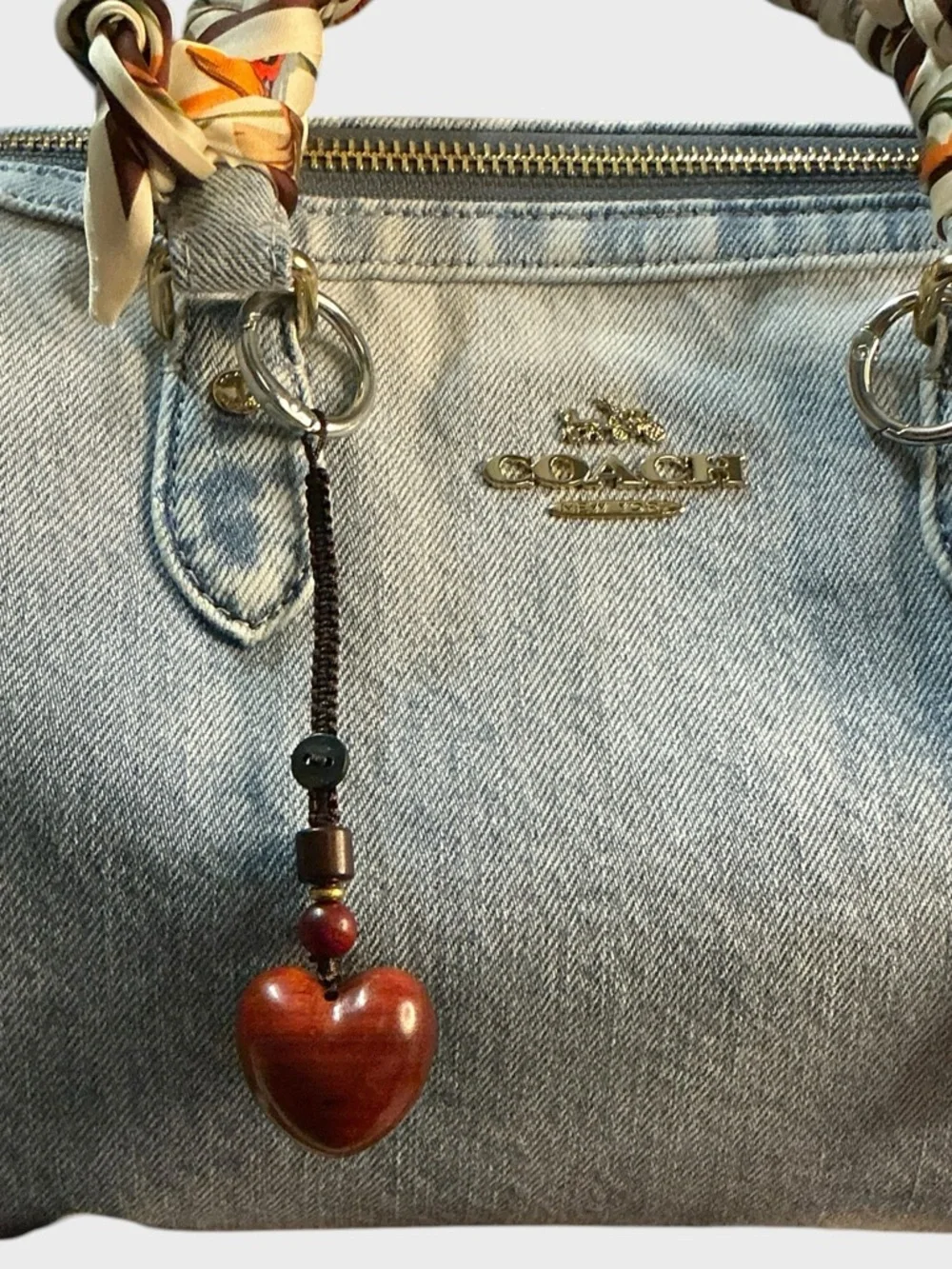 Wooden Heart Bag Charm Boho Keychain Bag Candy Rope Y2K